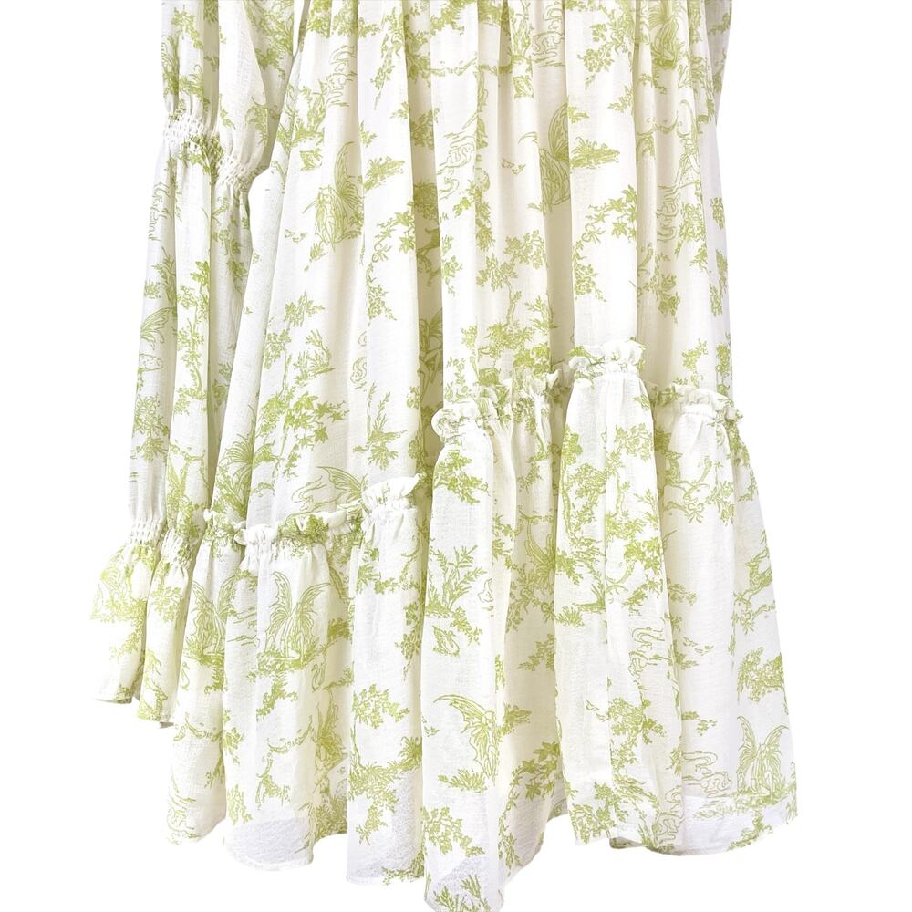 URBAN OUTFITTERS Lannette Green Toile Fairy Print Whimsy Elf Mini Dress Size XS - Picture 6 of 11